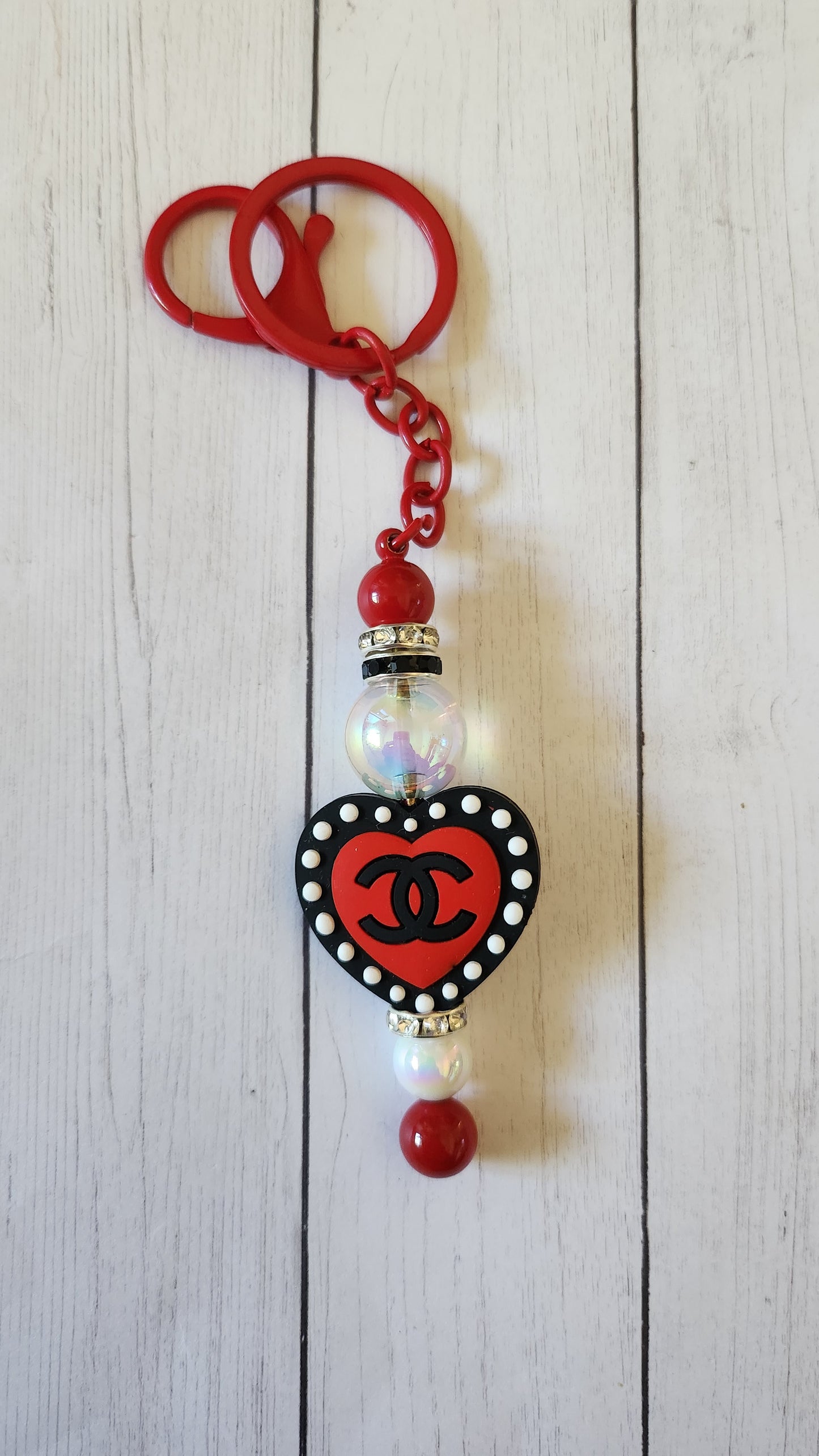 CC dot heart keychain