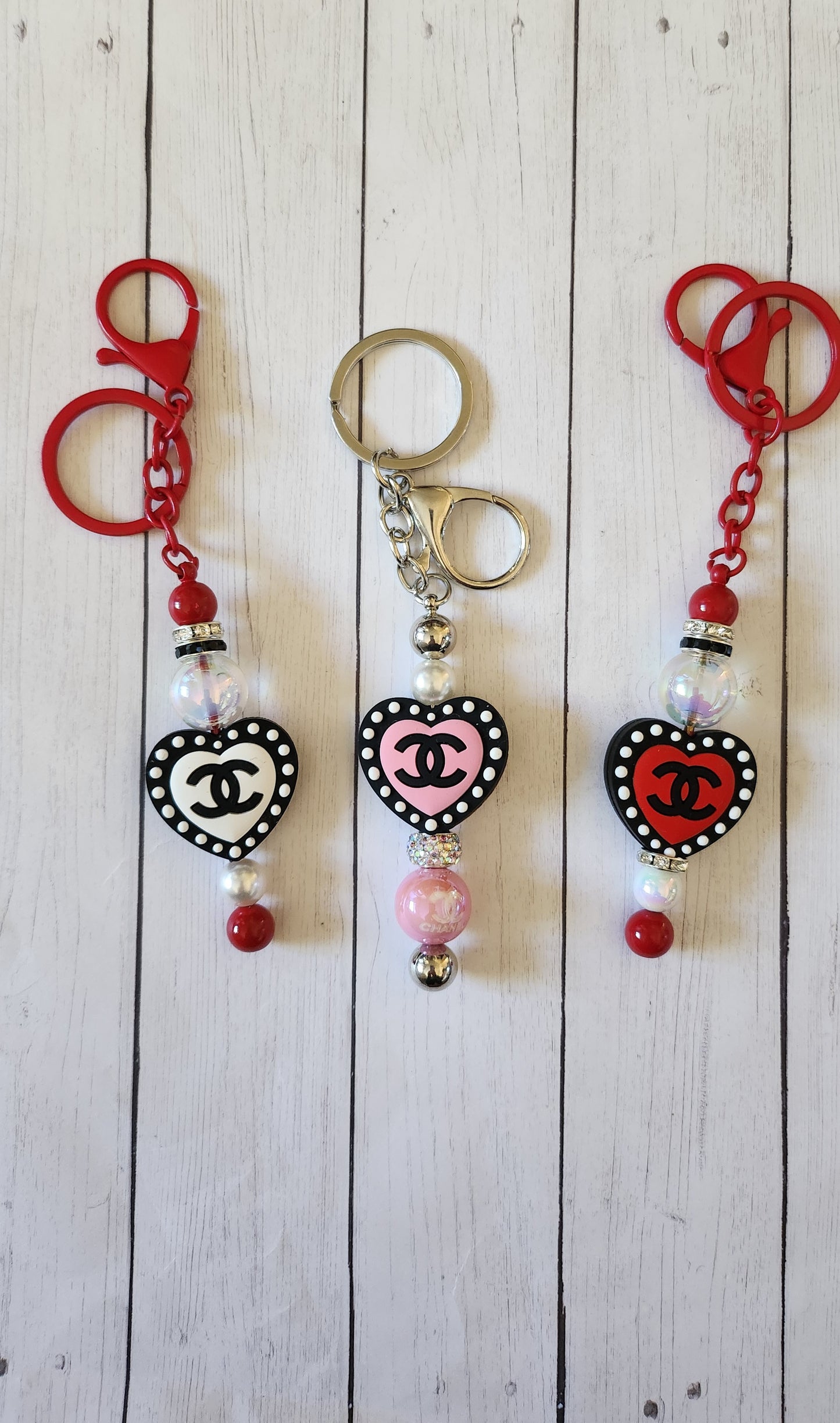 CC dot heart keychain