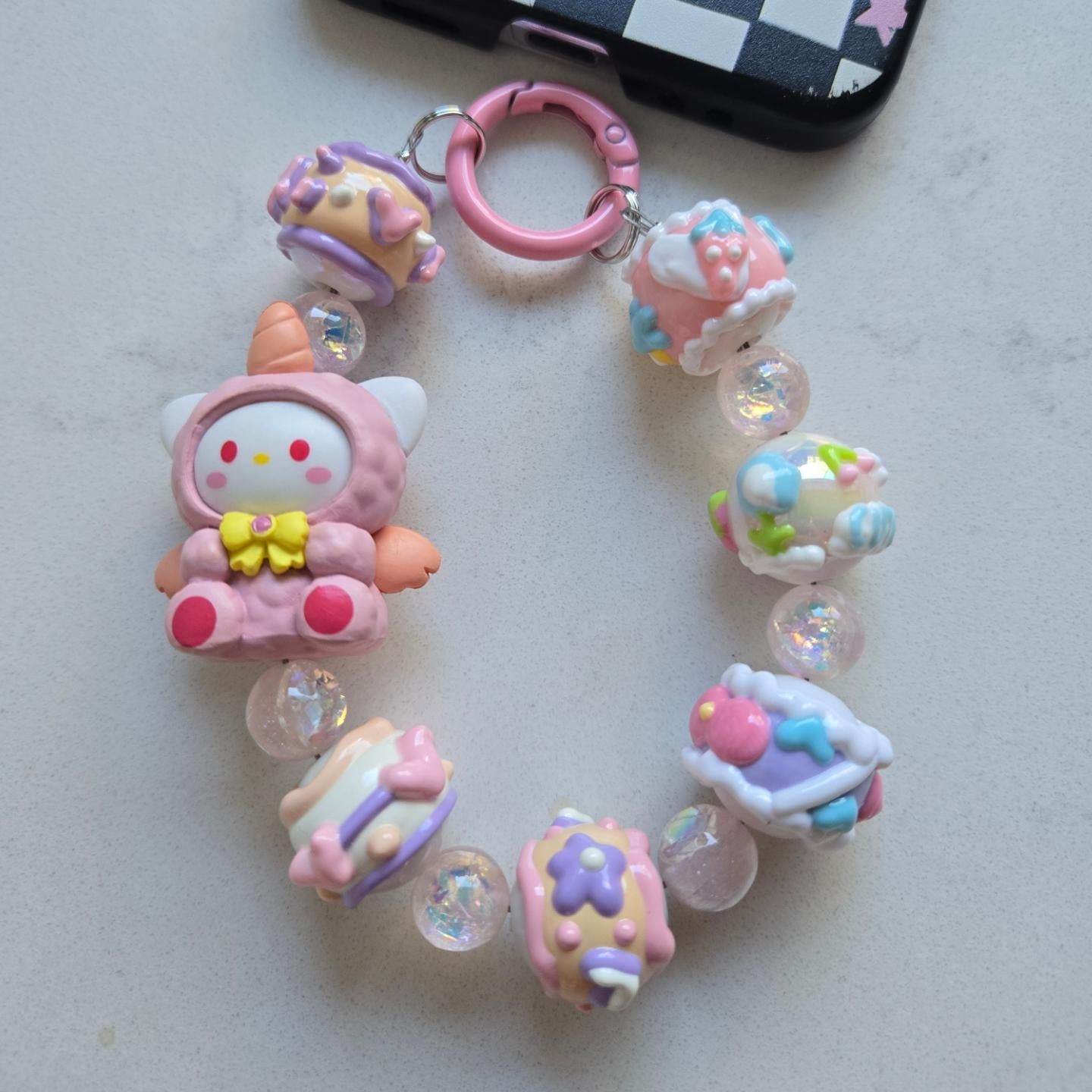 White cat phone charm