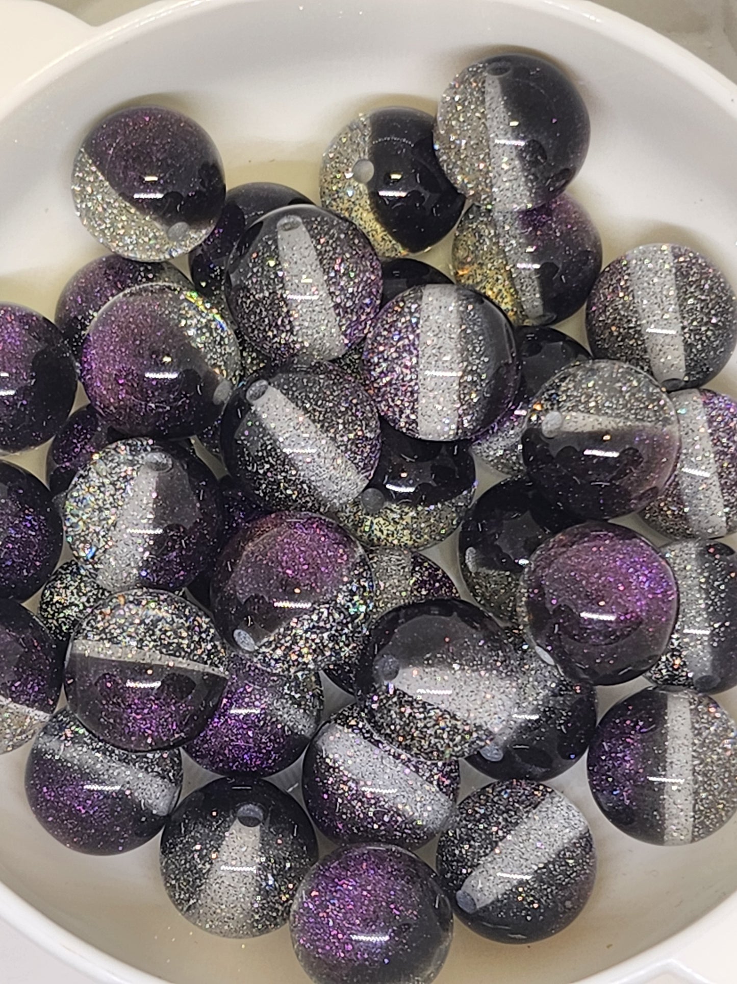 Purple/Black Glitter Marble beads