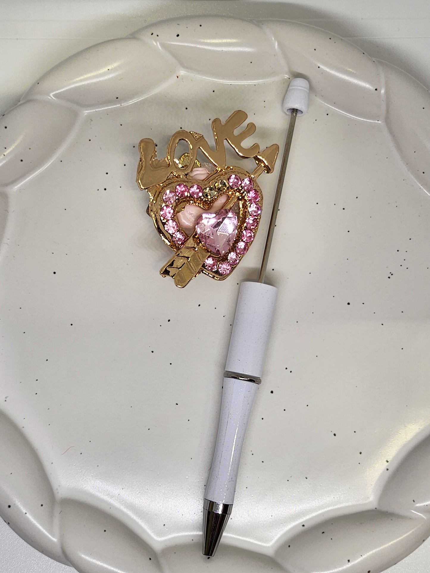 Fancy Heart Arrow metal bead (large)