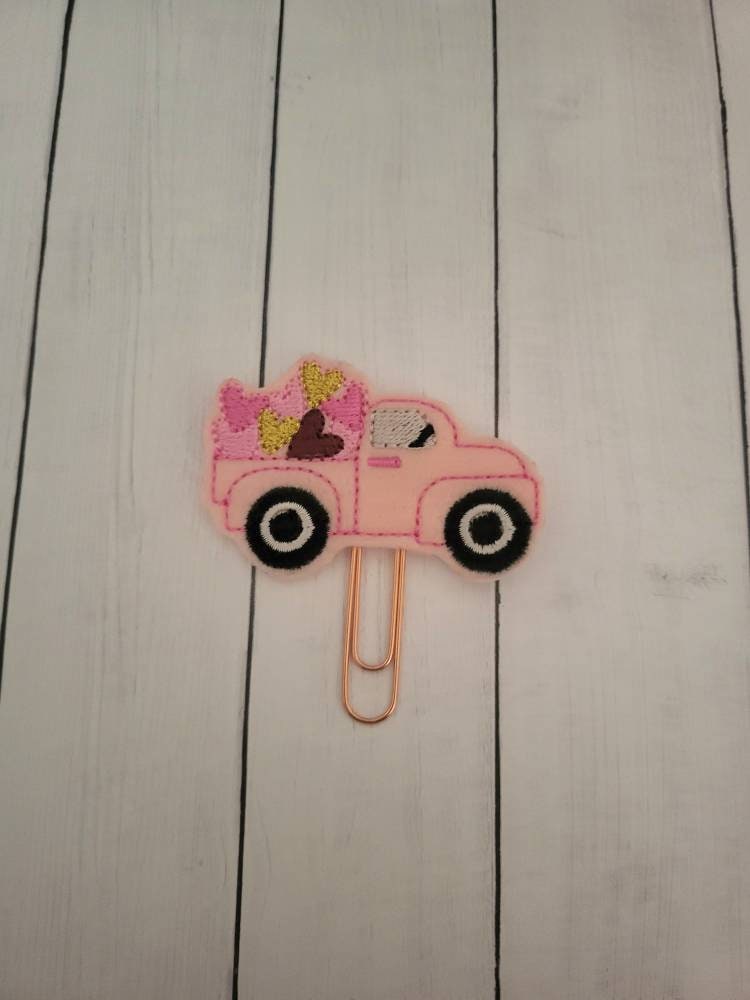 Valentines day truck hearts planner clip