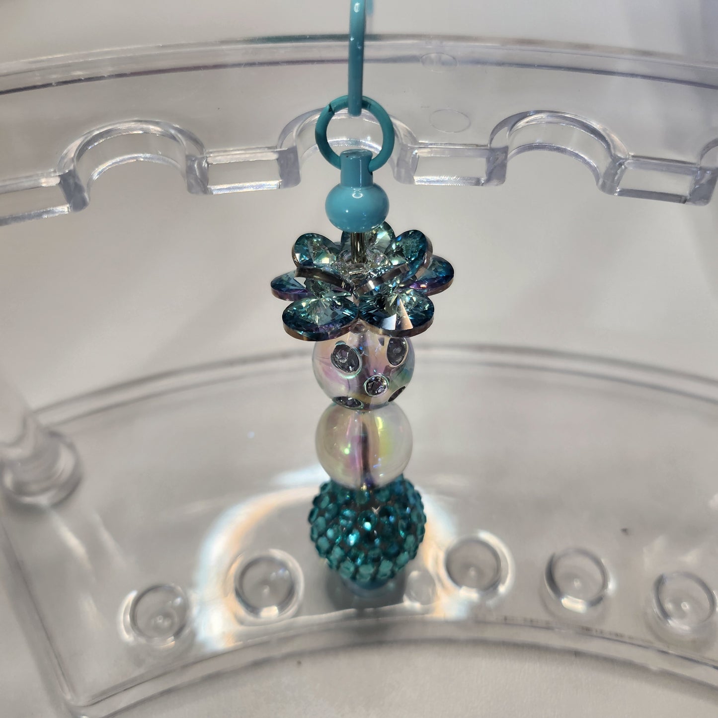 Teal crystal flower bookmark