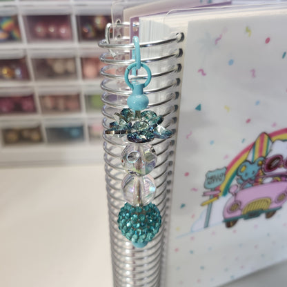 Teal crystal flower bookmark