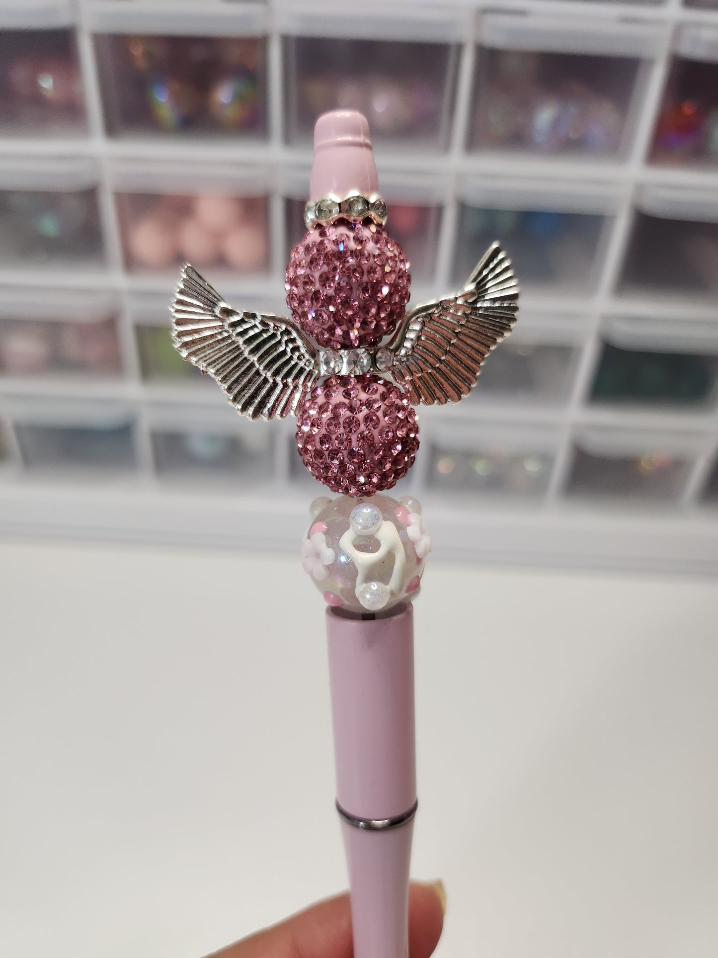 Pink bling angel wings