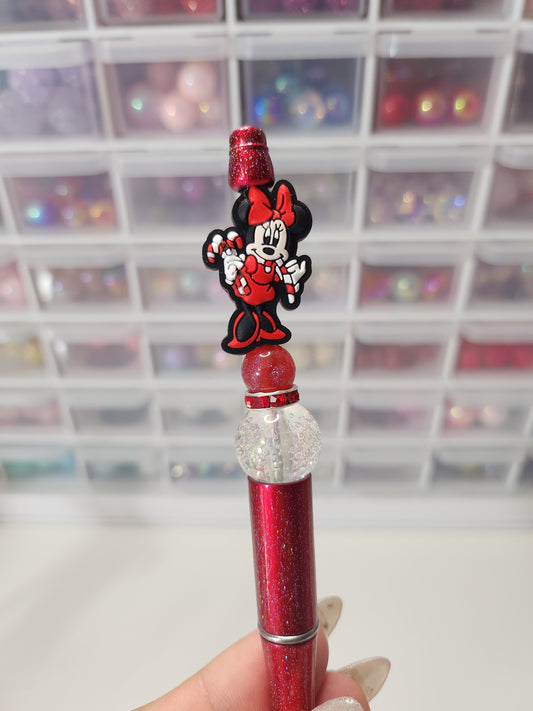 Minnie candy cane pen