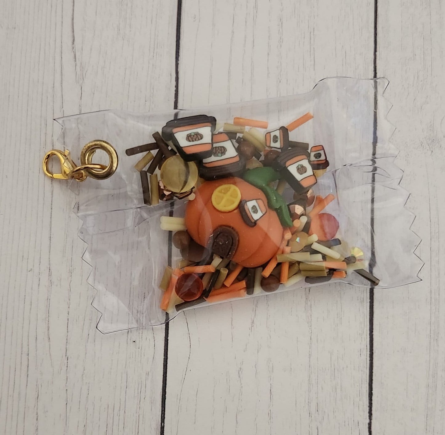 Pumpkin Keychain shakers//planner keychains