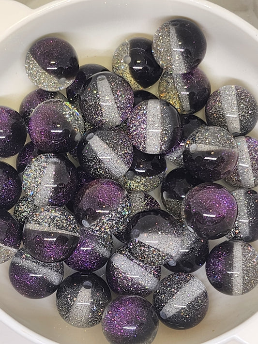 Purple/Black Glitter Marble beads