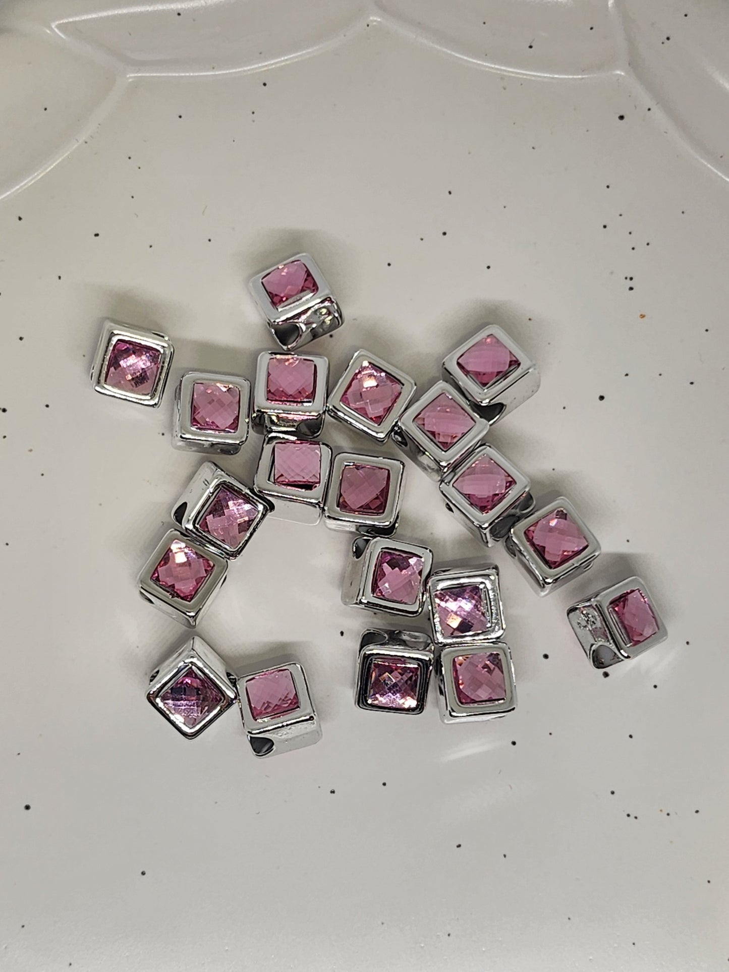 Pink square beads