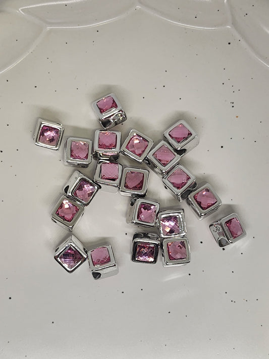 Pink square beads