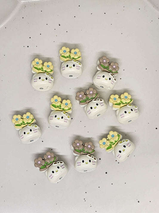 Kitty Head w/flowers bead