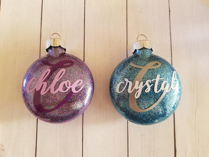 Monogram//Personalized glitter ornaments//Christmas ornaments