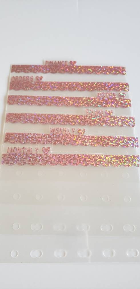 Pink/holo tabs/sparkly/Planner dividers/divider tabs