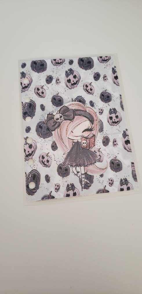 Planner rings pocket//sticker pocket//goth girl