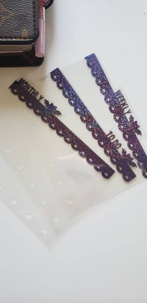 Bat planner dividers/Black holo tabs/sparkly