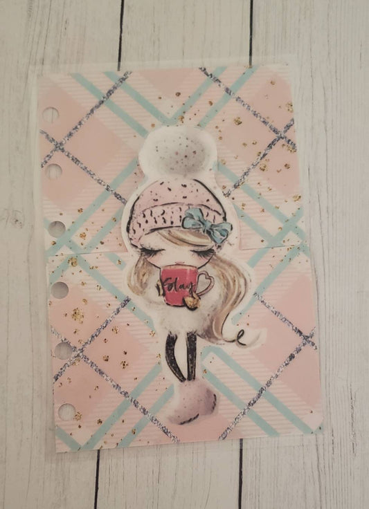 Planner rings pocket//sticker pocket//winter girl
