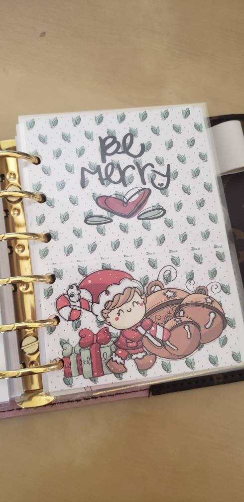 Planner rings pocket//sticker pocket//Christmas elf