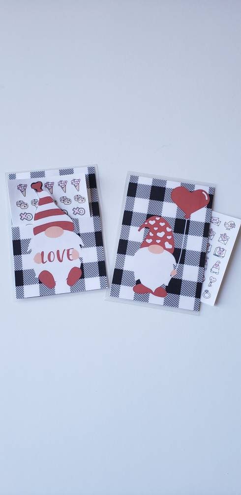 Planner rings pocket//sticker pocket//valentine's day gnome