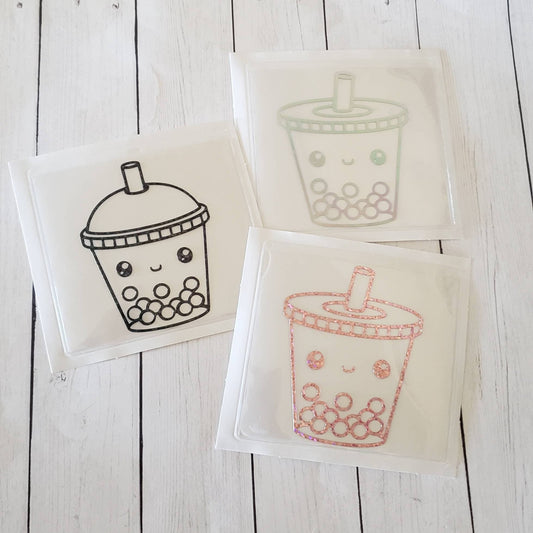 Adhesive vinyl boba sticker pocket