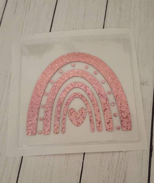Adhesive vinyl rainbow sticker pocket