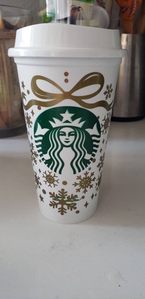 Christmas Wreath Starbucks Hot Cup//reusable cup