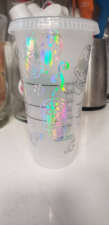 Starbucks cold cup//24 oz//venti//sugarskulls//reusable cup