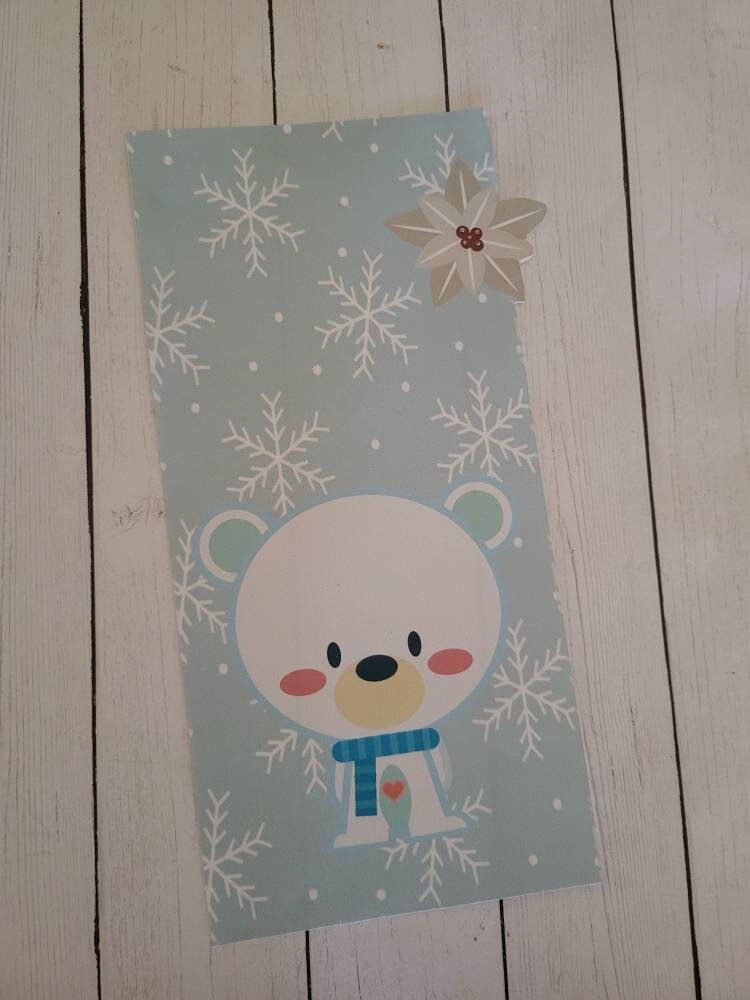 Winter polar bear Hobonichi weeks sticker pocket//envelope