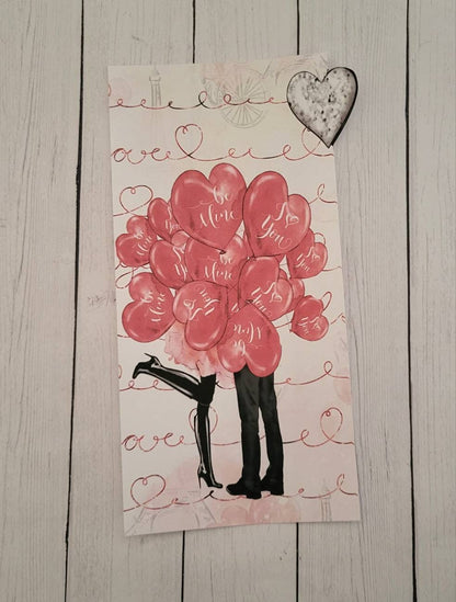 Vday heart balloons//couple//Hobonichi weeks sticker pocket//envelope