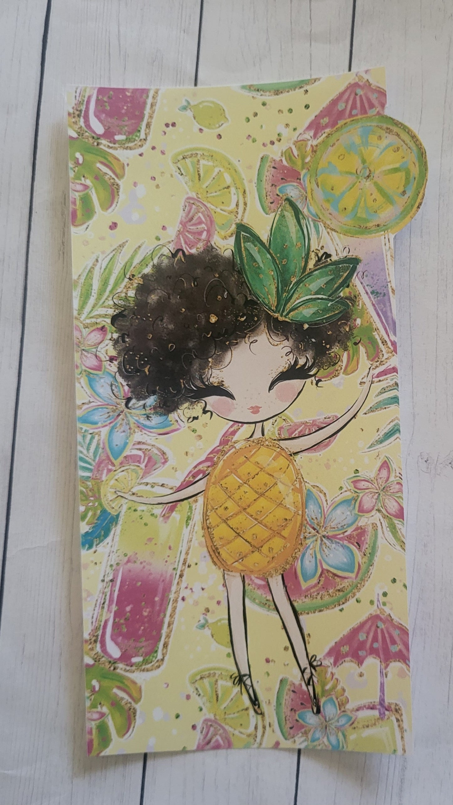 Summer pineapple girl Hobonichi weeks sticker pocket//envelope