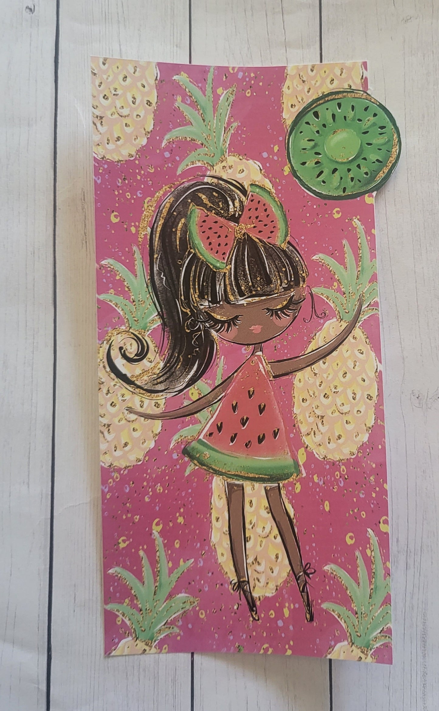 Summer watermelon girl Hobonichi weeks sticker pocket//envelope